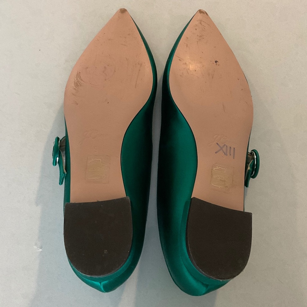 J. CREW Jade Mary Jane Satin W/ Buckle Pointed Toe Flats Size 9 - Picture 10 of 12